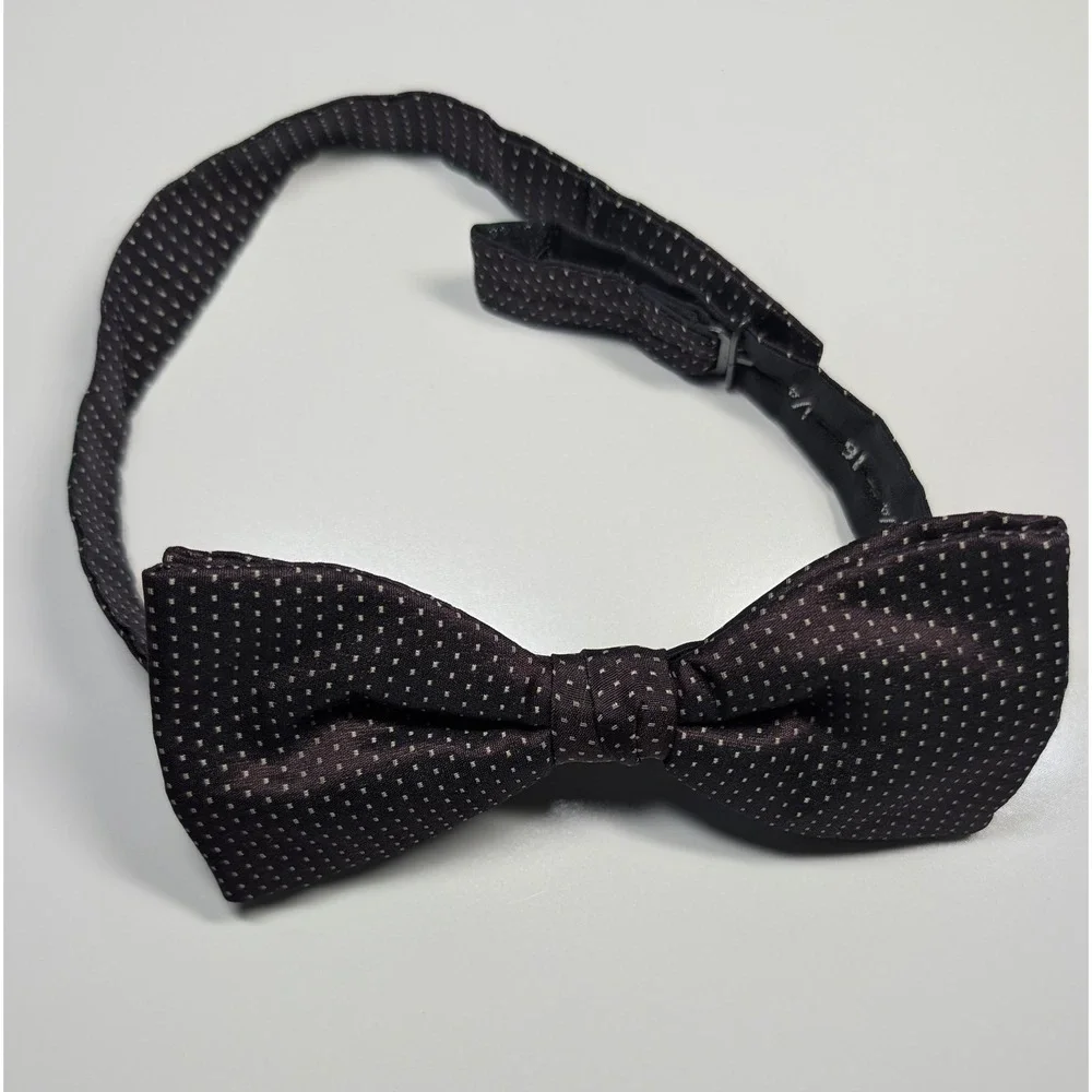 Calvin Klein Mens 100% Silk Cummerbund and Bow Tie Set Plum Micro Dot‎ Made USA
